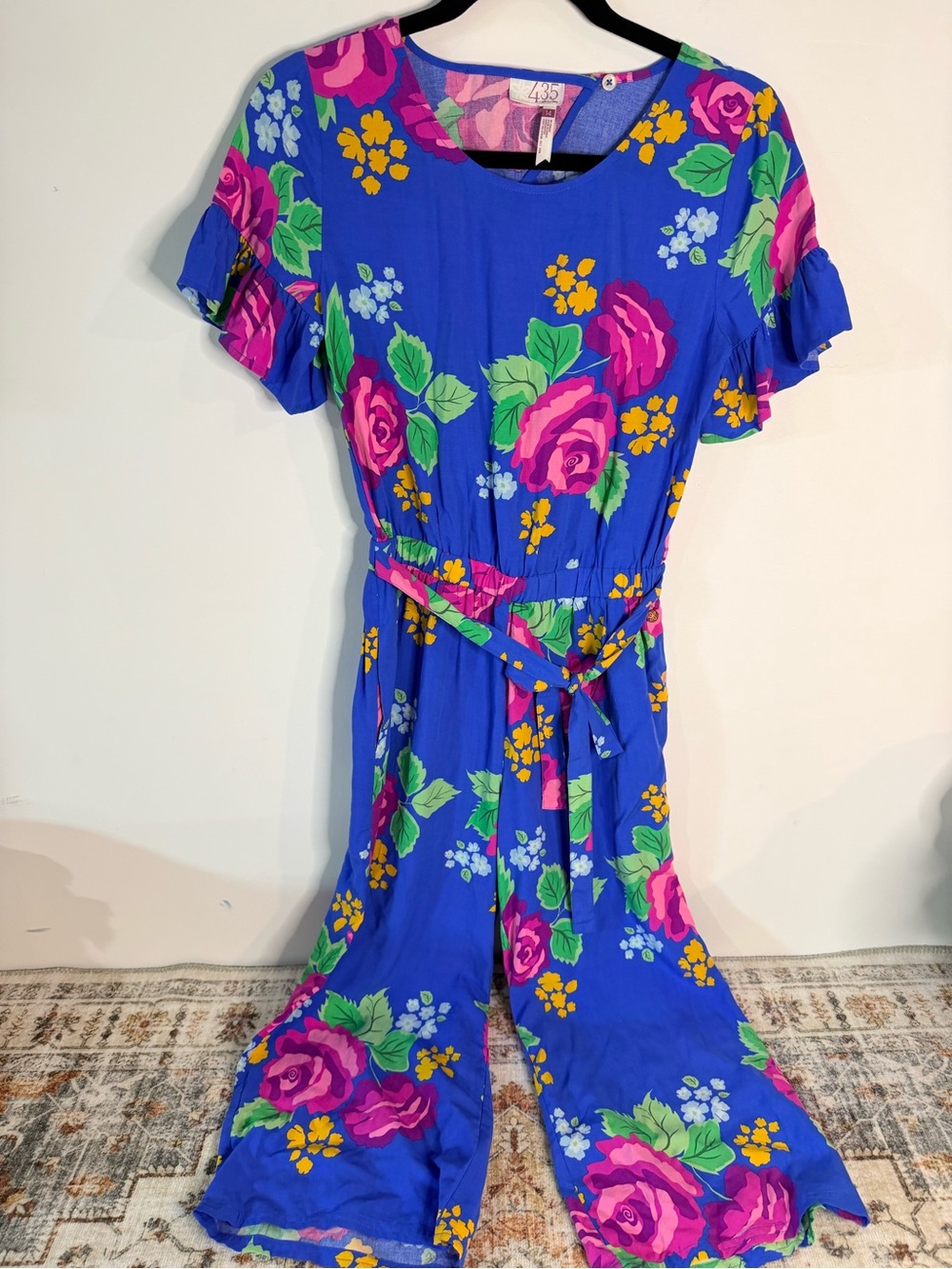 Matilda Jane Royal Blue Floral Jumpsuit with Pink & Green Accents